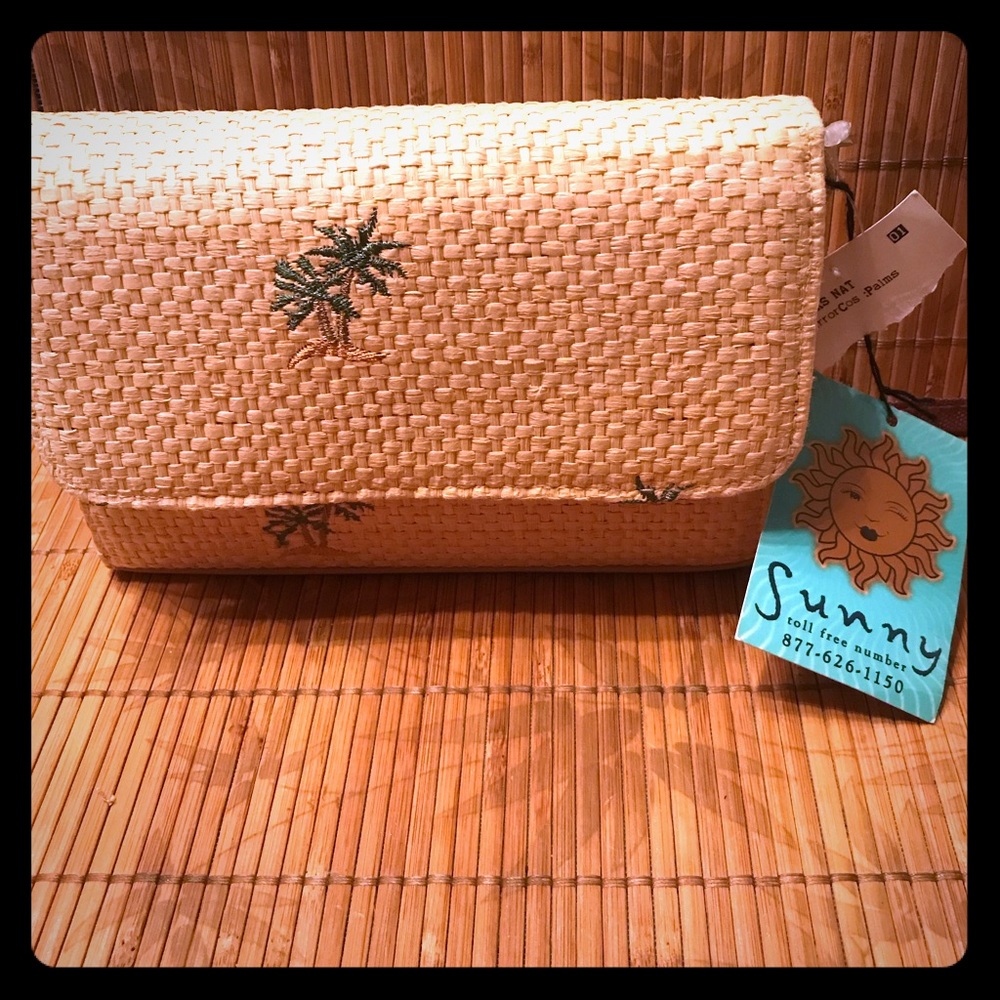 Sunny palm tree mirror cosmetic bag